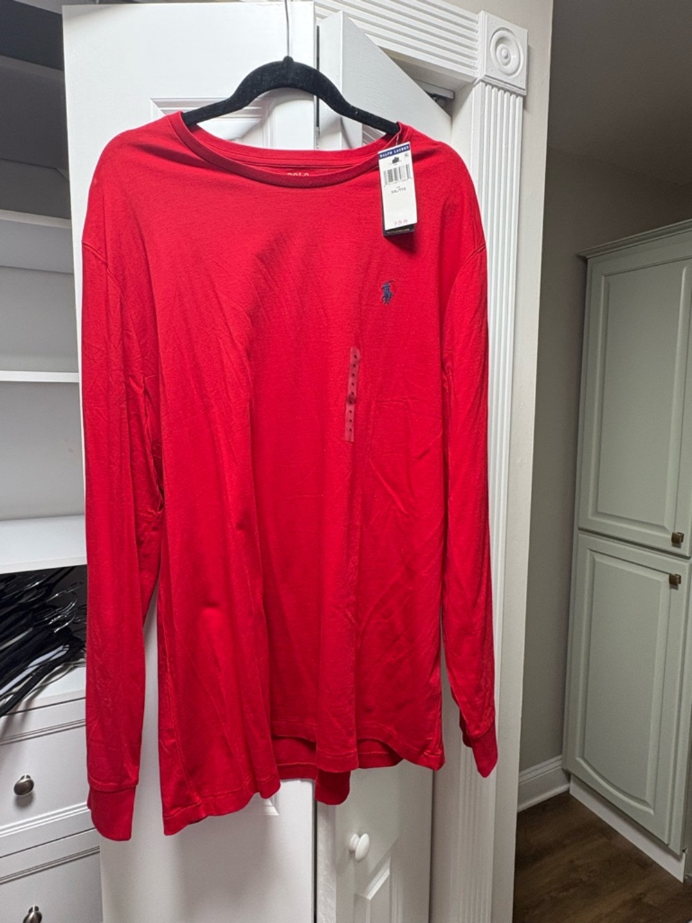 Ralph Lauren Long Sleeve Crewneck Tee in Red with Blue Pony